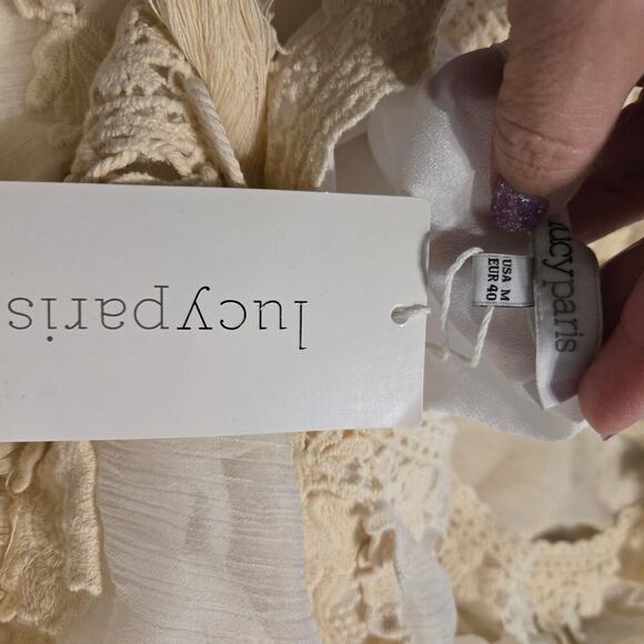 Lucy Paris boho chic dress Crochet trim bell sleeve Western Maxi dress - Picture 14 of 14